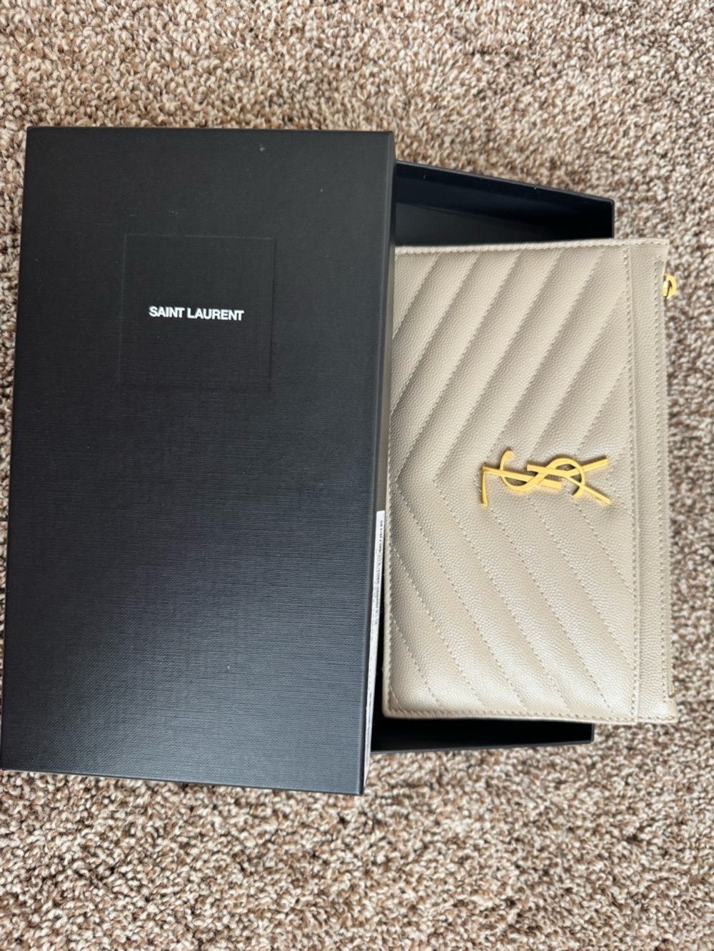 Yves Saint Laurent Quilted Leather Pouch with Gold Hardware